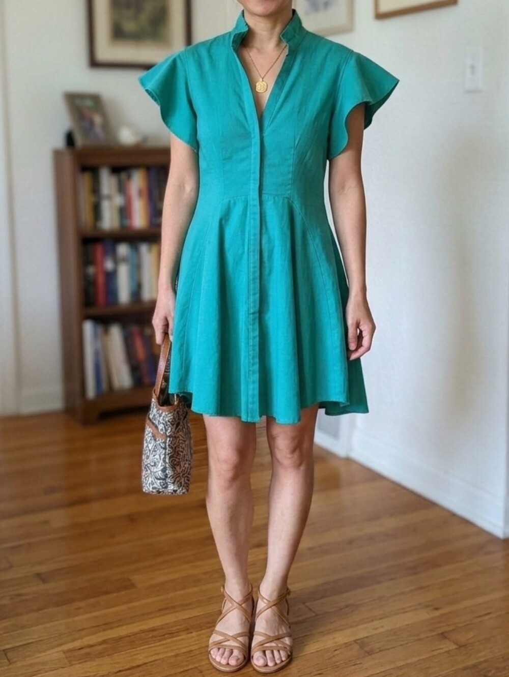 THML Teal Fit-n-Flare Mini Dress, Size S